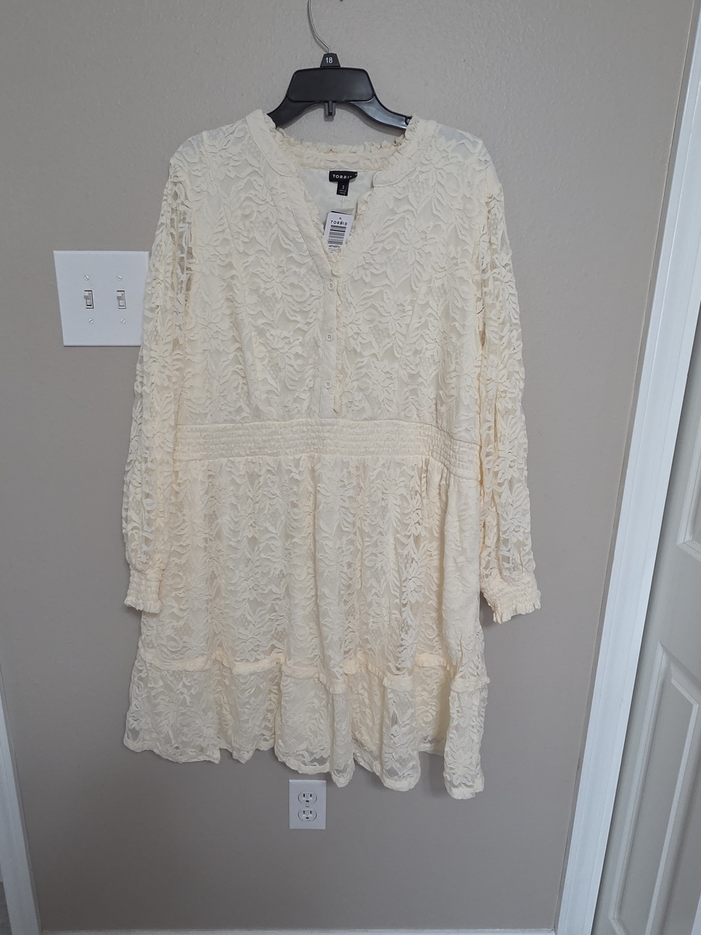 Torrid Cream Lace Tiered Mini Dress